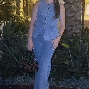 Classic Blue Straight Leg Jeans and Vest Set